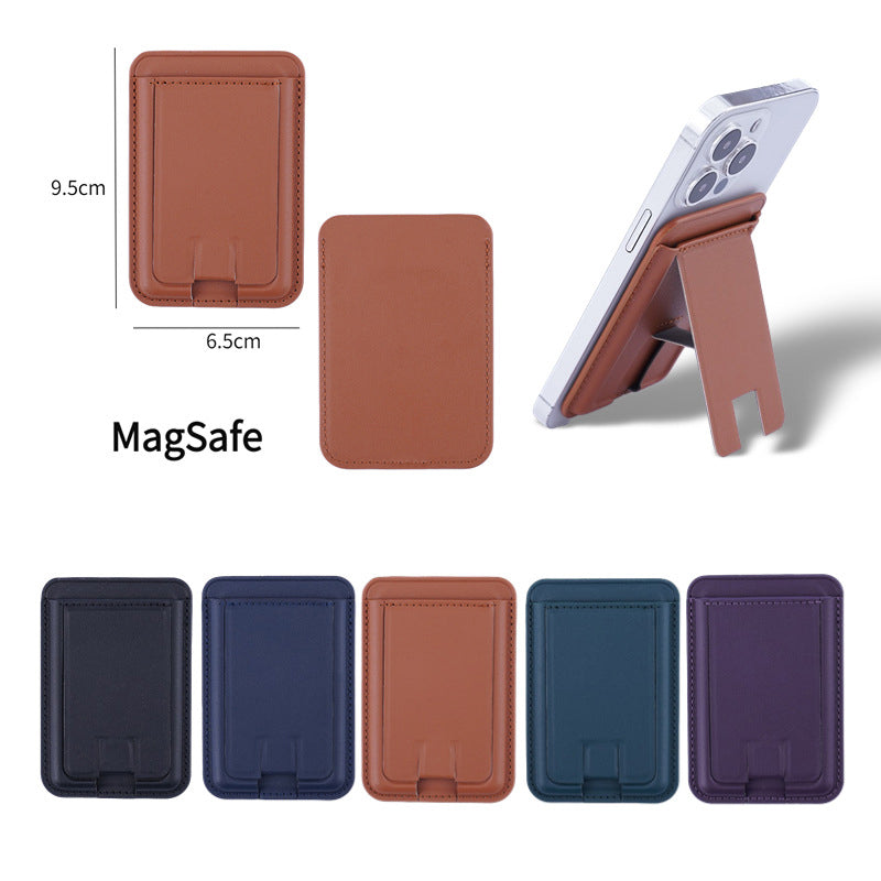 Suitable for iPhone magnetic suction stand card holder leather desktop phone magsafe back clip stand portable foldable.