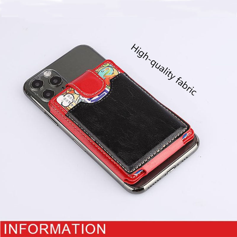 Mobile wallet card sticker holder card sleeve back adhesive crazy horse pattern leather card holder coin card bag mobile stand