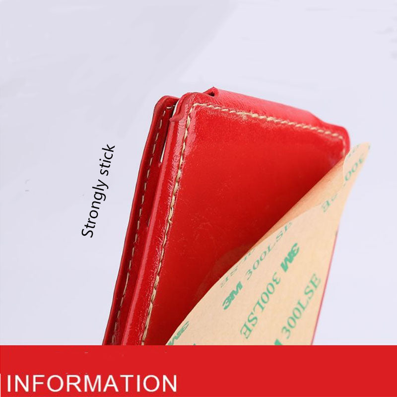 Mobile wallet card sticker holder card sleeve back adhesive crazy horse pattern leather card holder coin card bag mobile stand