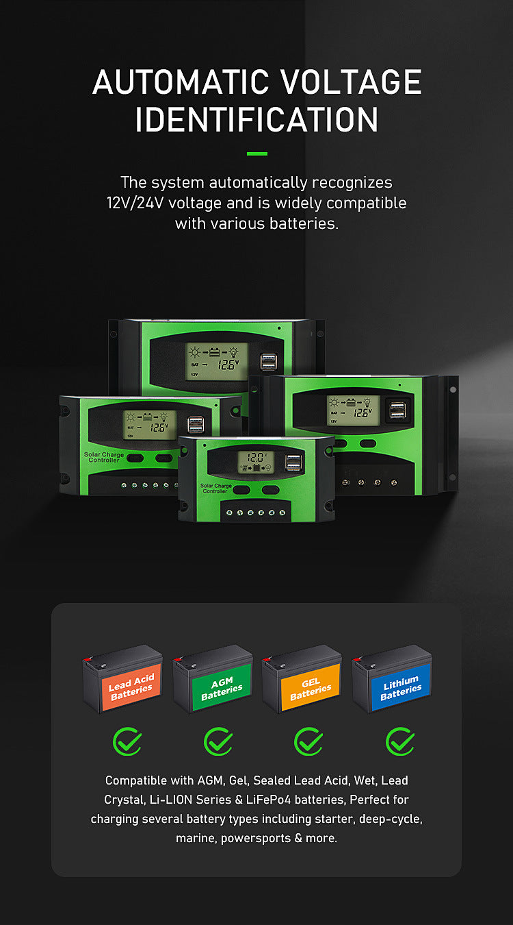 Factory direct supply solar controller 10A 20A30A street light intelligent system charge controller rechargeable lithium battery