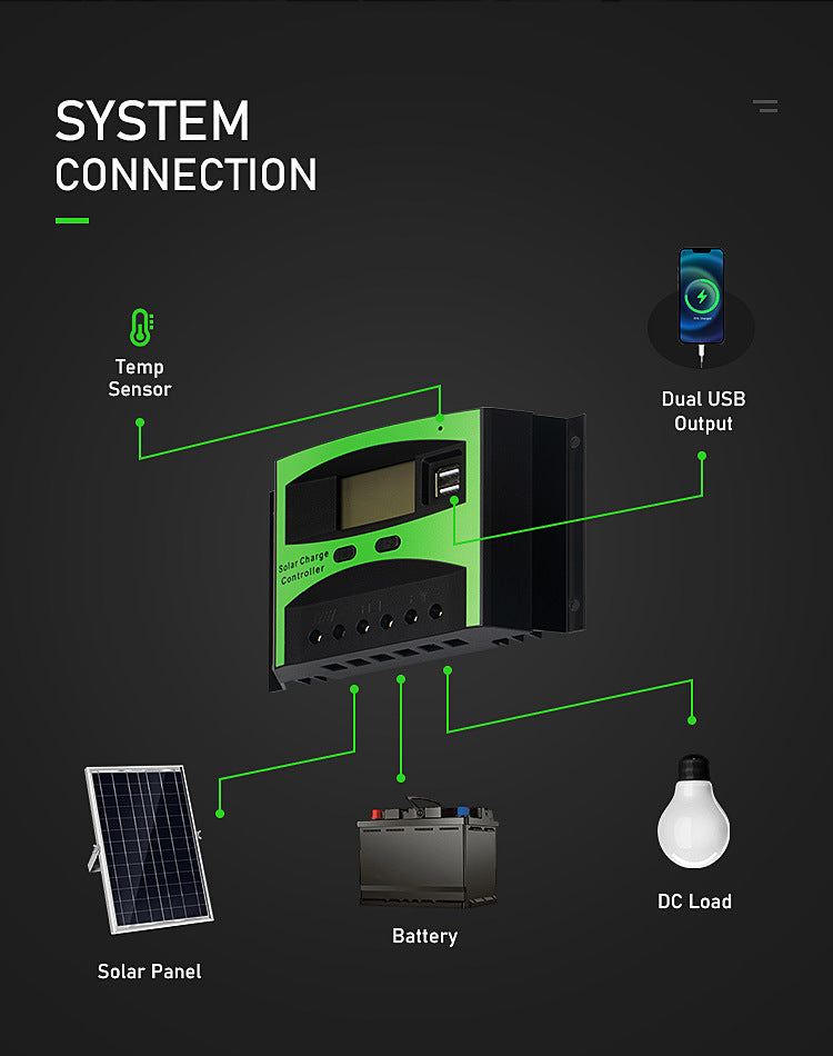 Factory direct supply solar controller 10A 20A30A street light intelligent system charge controller rechargeable lithium battery