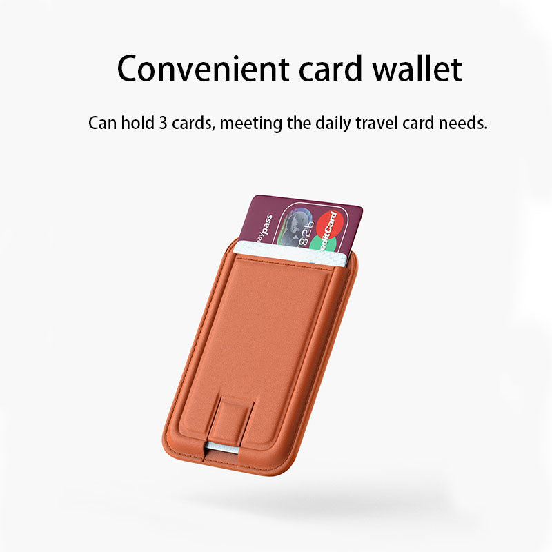Suitable for iPhone magnetic suction stand card holder leather desktop phone magsafe back clip stand portable foldable.