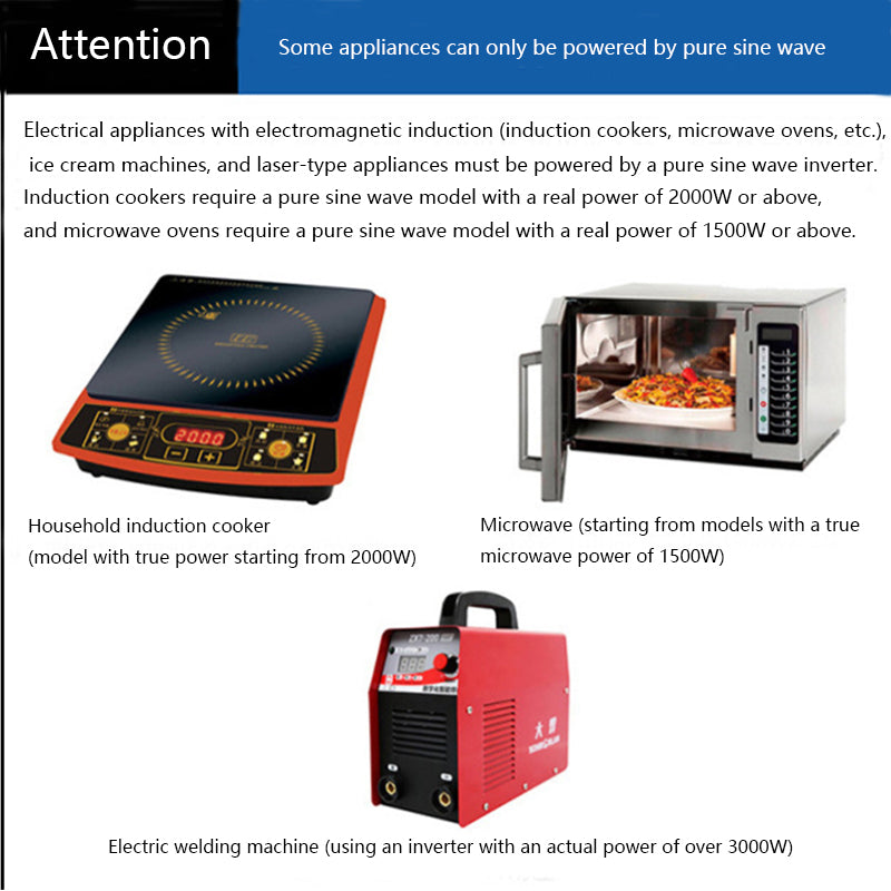 Pure sine wave inverter 12V 24V 48V 60V 72V 96V to 220V for cars, trucks, solar vehicles, and onboard converters 3500W