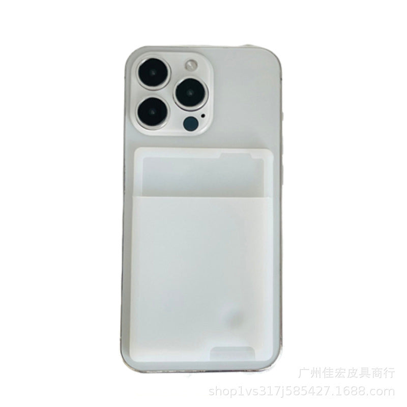 Phone case with card holder, silicone card holder for bus cards, access cards, ID cards, and mobile storage pouch, portable.