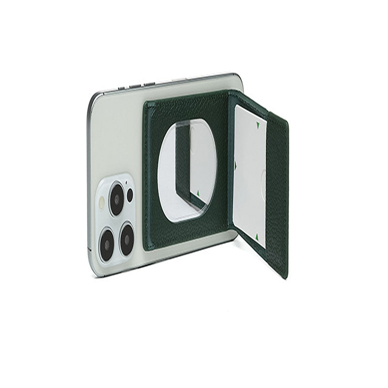 Compatible with iPhone 16 Pro Max magnetic mirror cardholder creative cartoon cat foldable MagSafe leather card case.