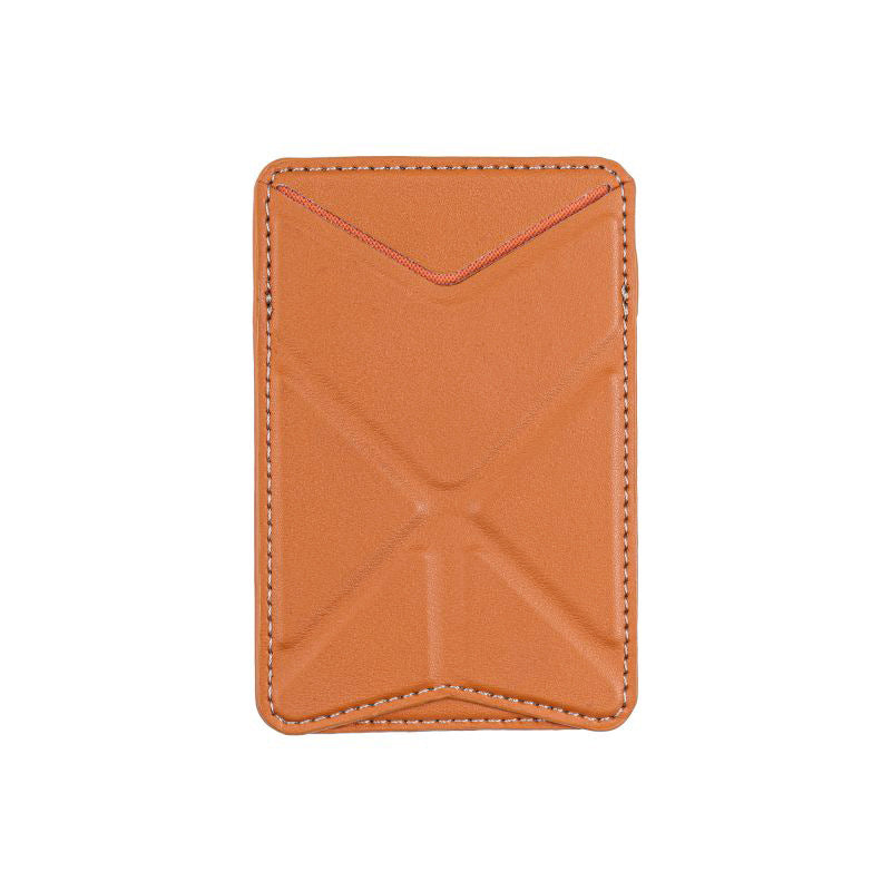 Phone back adhesive storage card holder, foldable leather case, stand card bag, back adhesive stand card insert, casual card holder card bag.