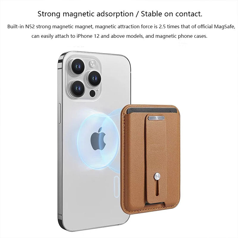 The strong magnetic card holder ring stand is suitable for Apple MagSafe strong magnetic leather card holder.