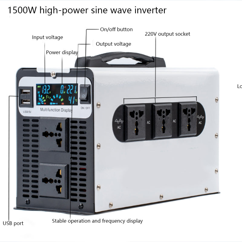 Factory direct sale 1500W high-power sine wave inverter 12V24V48V60V72V96V to 220V custom ...