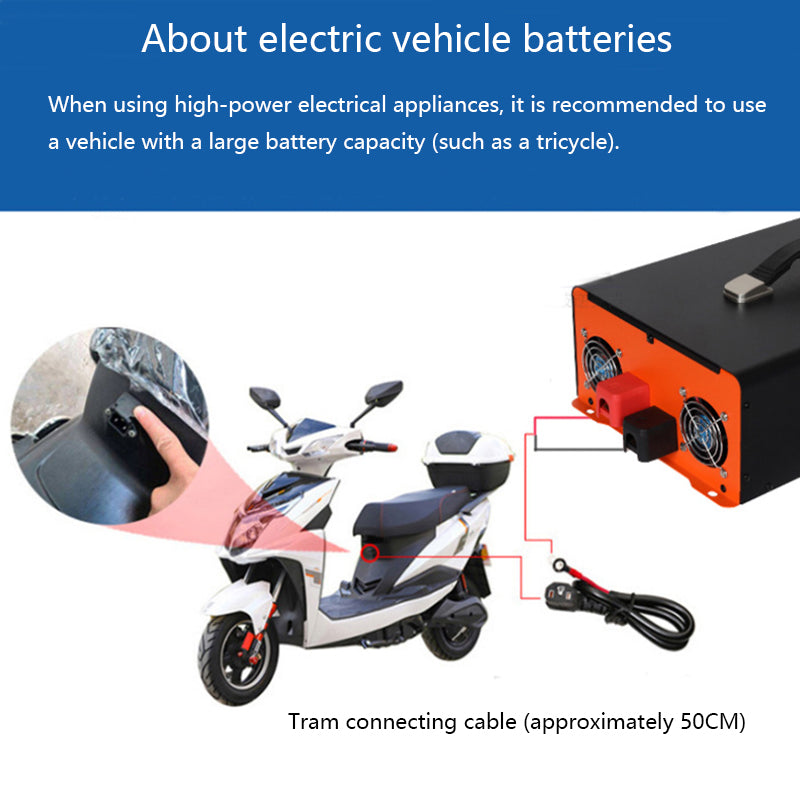Pure sine wave inverter 12V 24V 48V 60V 72V 96V to 220V for cars, trucks, solar vehicles, and onboard converters 3500W