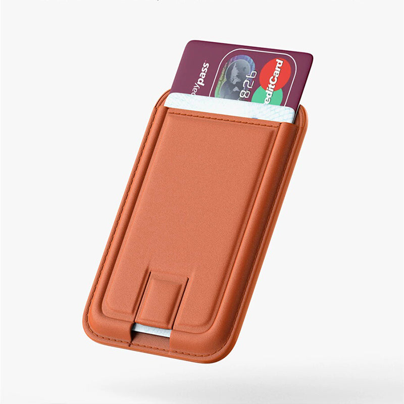 Suitable for iPhone magnetic suction stand card holder leather desktop phone magsafe back clip stand portable foldable.