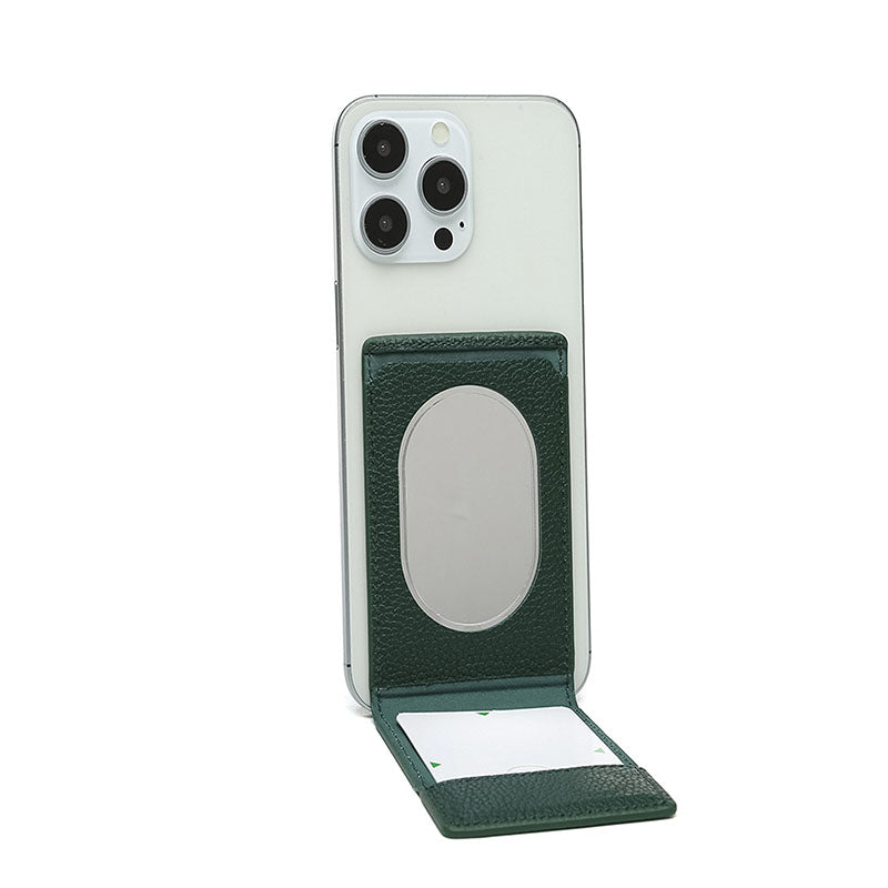 Compatible with iPhone 16 Pro Max magnetic mirror cardholder creative cartoon cat foldable MagSafe leather card case.