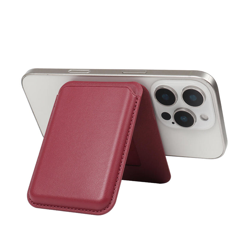 Magnetic leather card holder suitable for iPhone 16 phone card holder MagSafe magnetic card case wallet card pouch stand