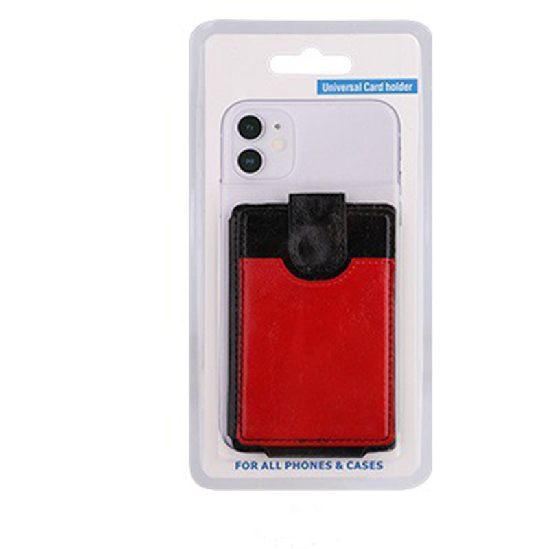 Mobile wallet card sticker holder card sleeve back adhesive crazy horse pattern leather card holder coin card bag mobile stand