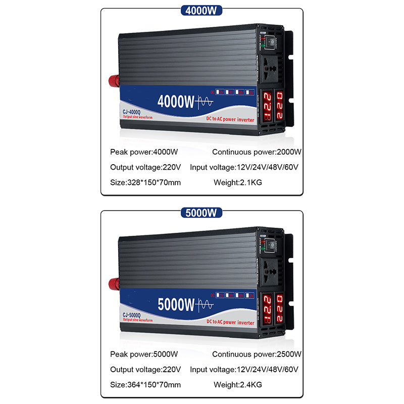 Color screen display high-power on-board inverter 12V 24V 48V 60V To 220V 6000W