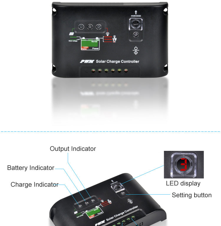 Factory supply solar controller solar street light controller 12V 24V 10A 20A 30A