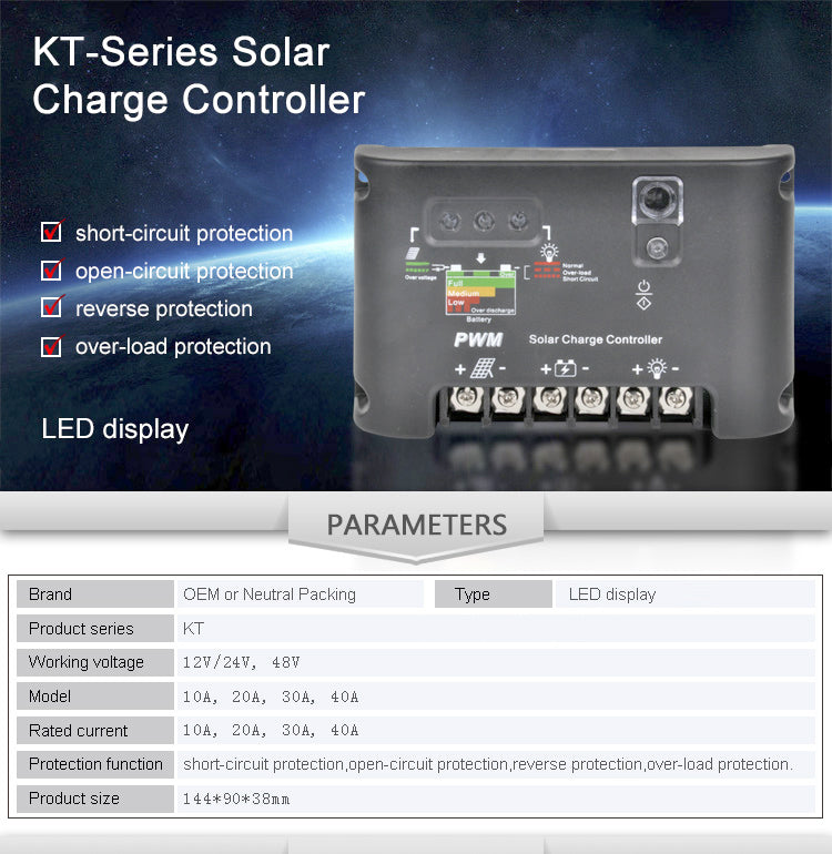 Factory supply solar controller solar street light controller 12V/24V 48V 30A 40A