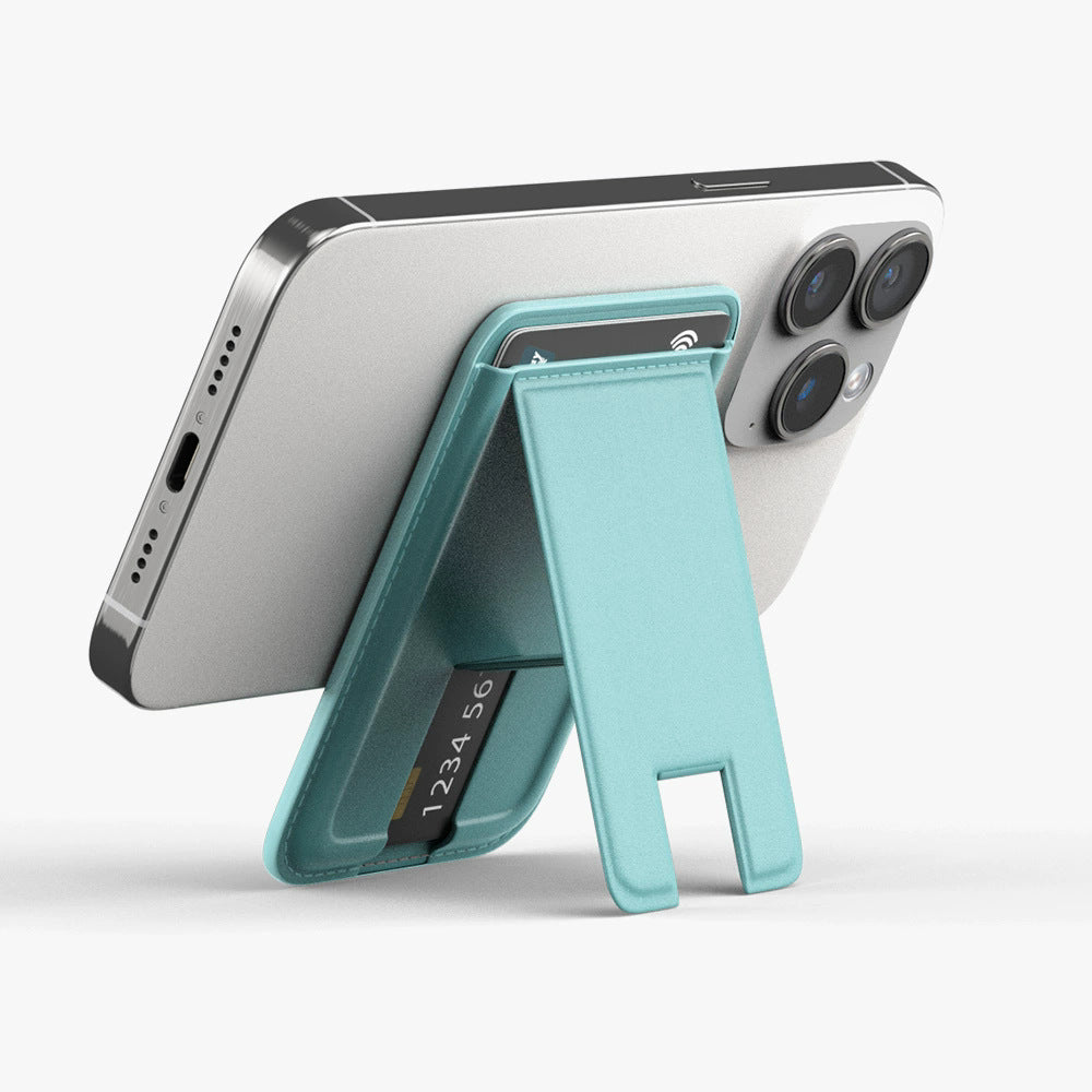 Suitable for iPhone magnetic suction stand card holder leather desktop phone magsafe back clip stand portable foldable.