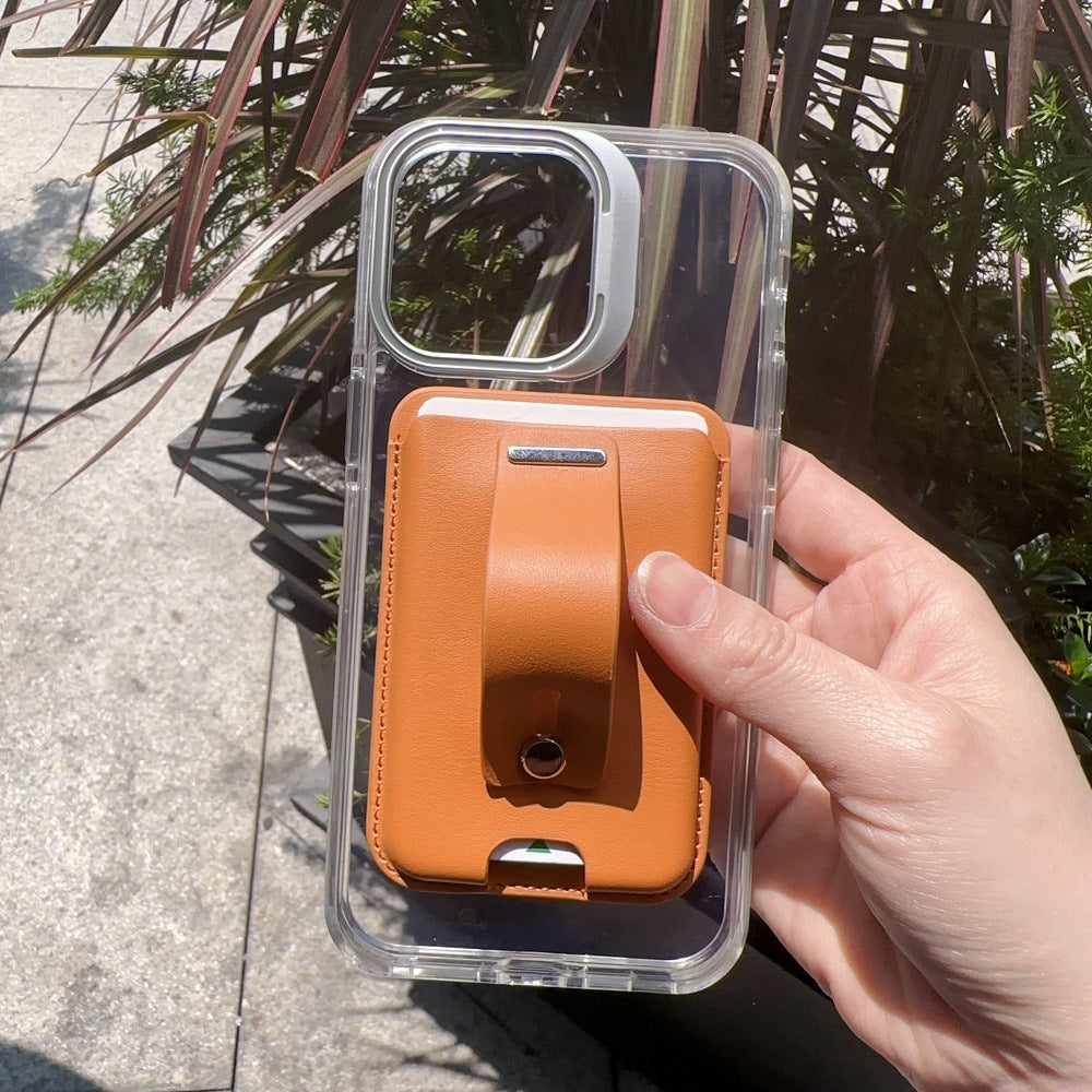 The strong magnetic card holder ring stand is suitable for Apple MagSafe strong magnetic leather card holder.