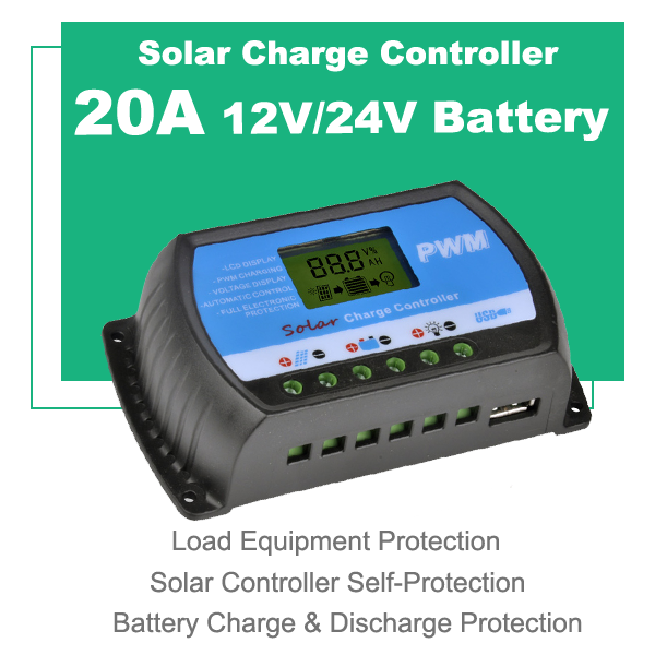 Solar Controller 12V/24V 10A 20A 30A Lead Acid/Lithium Battery Universal Power Generation System
