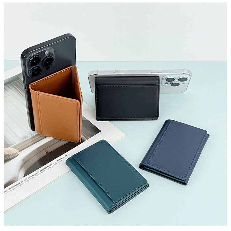 Four-fold magnetic card holder stand