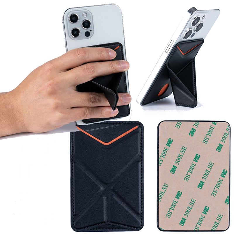 Phone back adhesive storage card holder, foldable leather case, stand card bag, back adhesive stand card insert, casual card holder card bag.