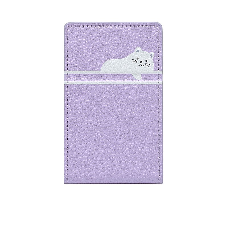 Compatible with iPhone 16 Pro Max magnetic mirror cardholder creative cartoon cat foldable MagSafe leather card case.