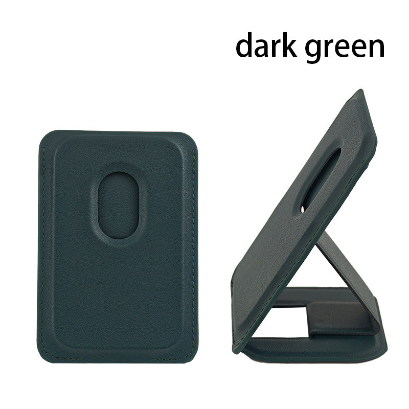 MagSafe magnetic leather card holder phone stand suitable for iPhone 16 with strong magnets and multifunctional features.