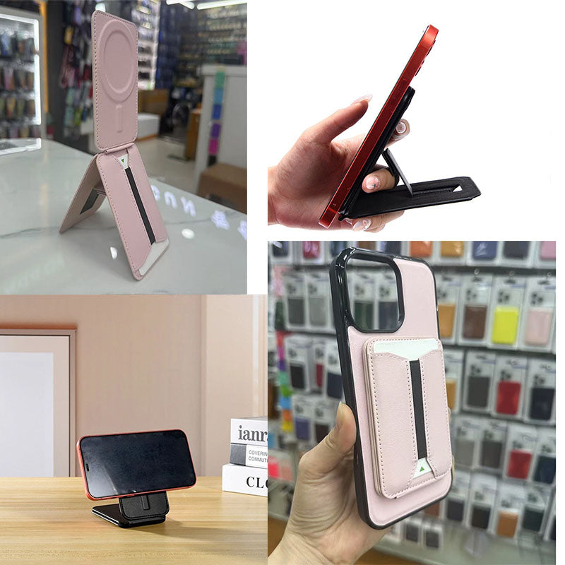 Compatible with iPhone 17, high stand desktop phone holder, MagSafe case, magnetic card holder, foldable stand.