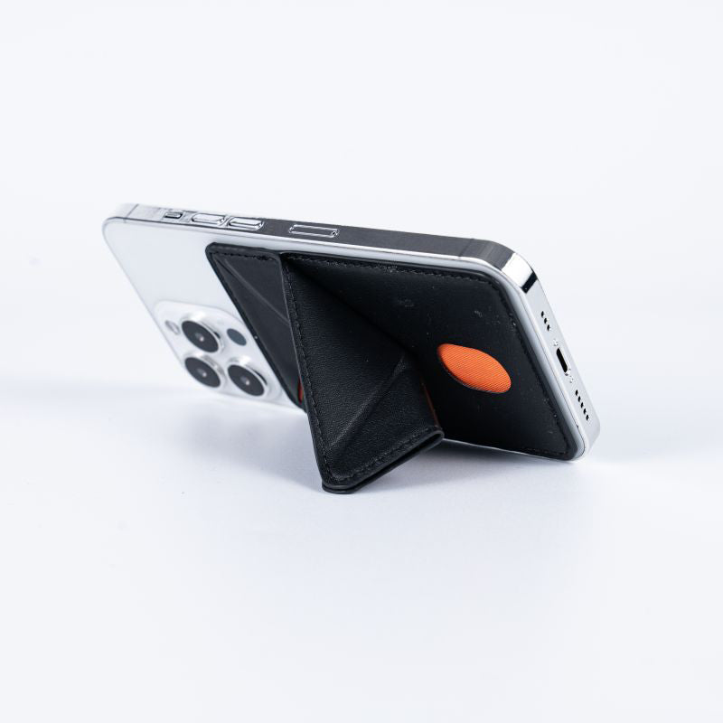 Phone back adhesive storage card holder, foldable leather case, stand card bag, back adhesive stand card insert, casual card holder card bag.