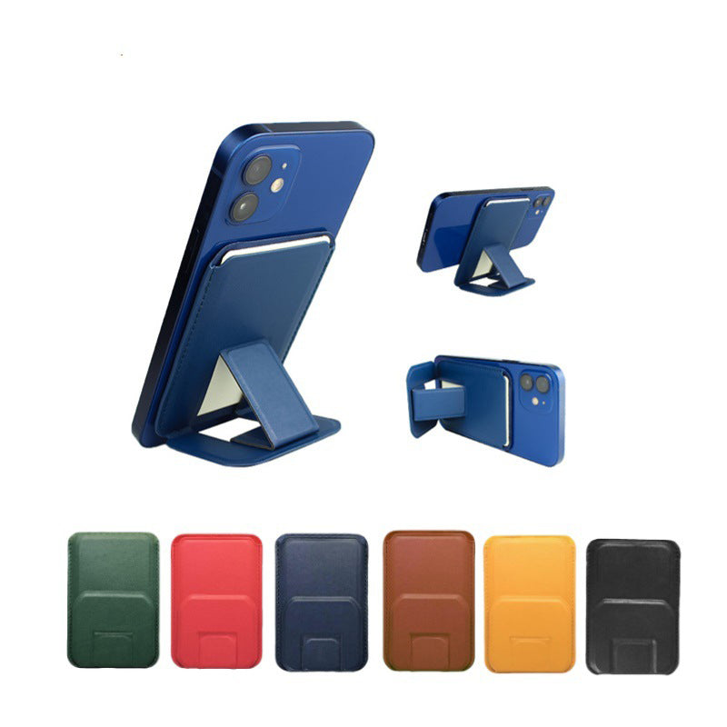 MagSafe magnetic leather card holder phone stand suitable for iPhone 16 with strong magnets and multifunctional features.