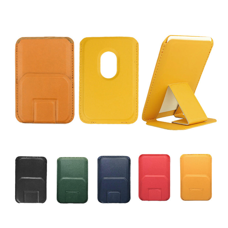 MagSafe magnetic leather card holder phone stand suitable for iPhone 16 with strong magnets and multifunctional features.