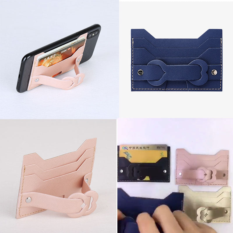 Korean version creative phone back sticker/card holder stand paste/card holder for public transport cards and bank cards/phone back sticker card wallet in stock.