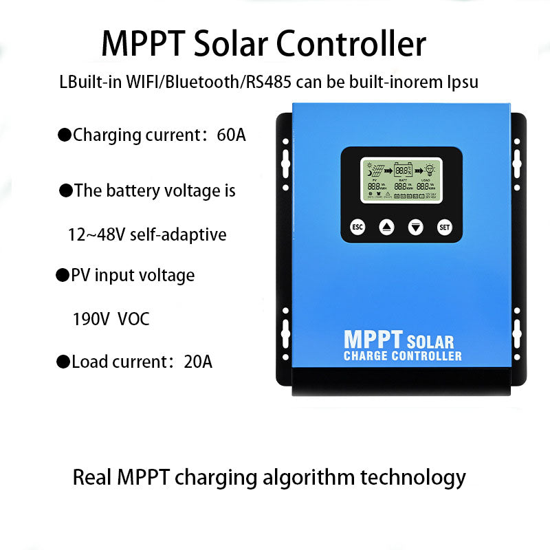 MPPT Solar Controller 50A/60A  12V-48V Photovoltaic RV Home Energy Storage Control System