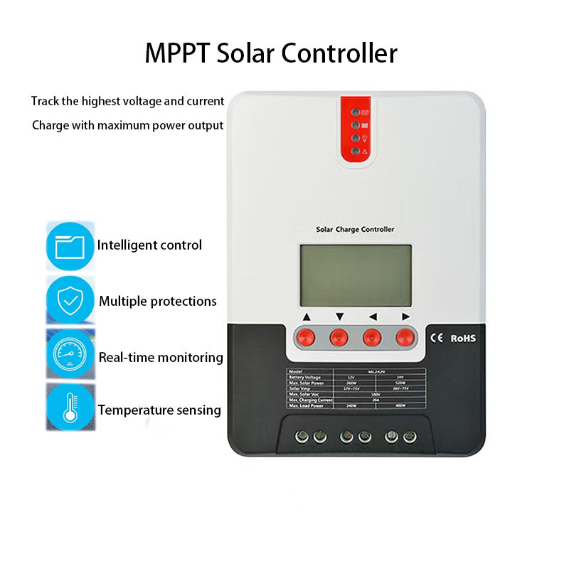 MPPT solar panel controller 30A40A photovoltaic system 12V24Vcan with 485 communication