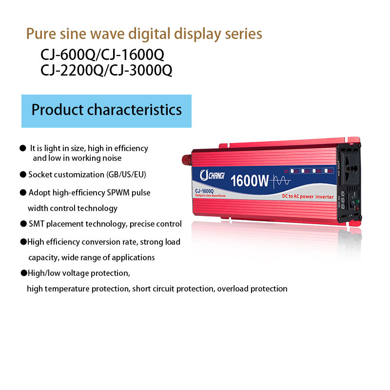 High power pure sine wave home car inverter 12V24V48V72V to 220V 3000W