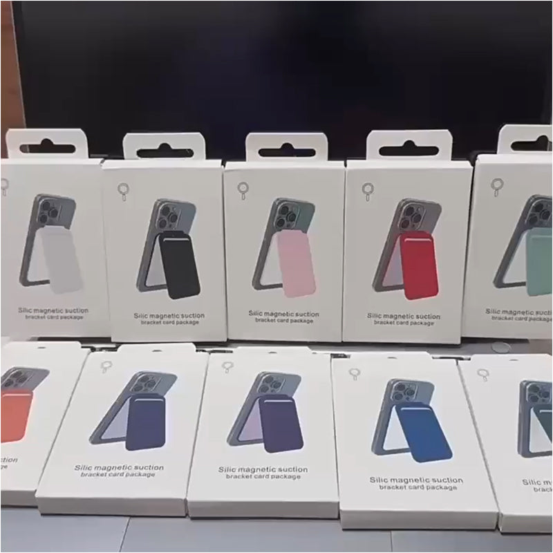 MagSafe card holder with a magnetic suction for Apple 15 phone, multi-angle rotating phone stand and card case.