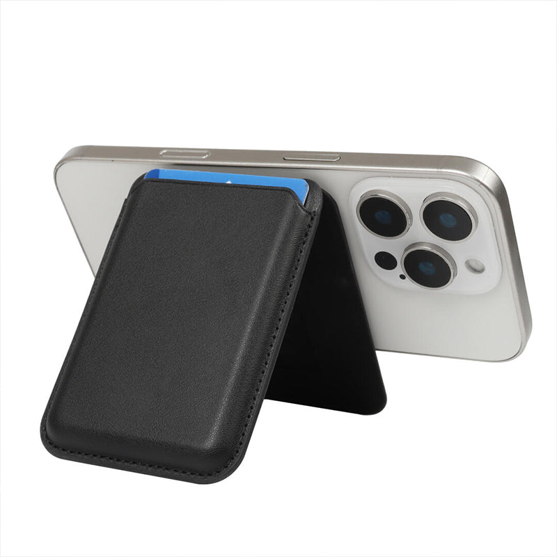Magnetic leather card holder suitable for iPhone 16 phone card holder MagSafe magnetic card case wallet card pouch stand