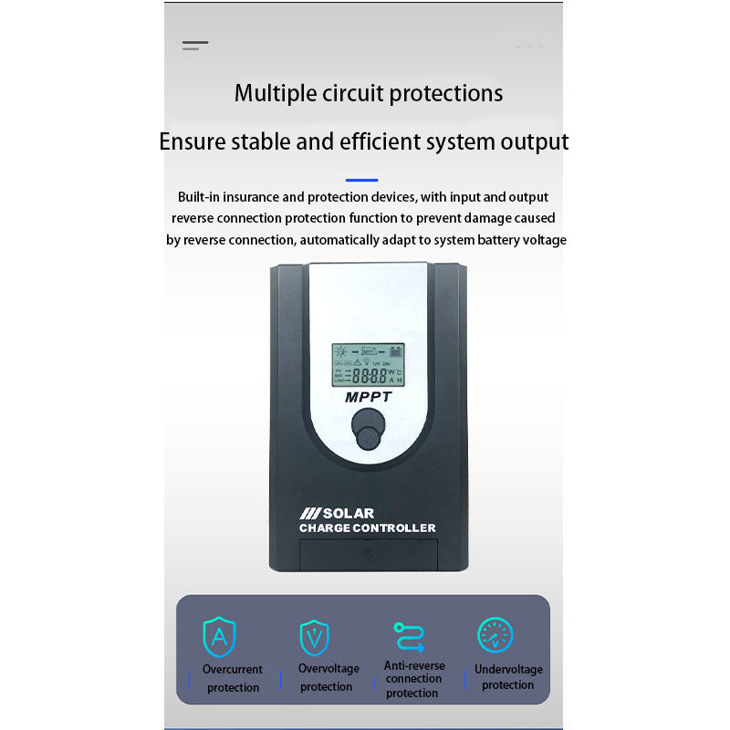 mppt solar controller 50A/60A auto identify 12V/24V photovoltaic mppt controller
