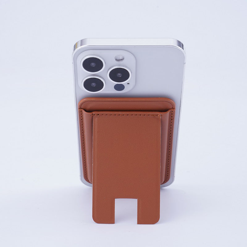 Suitable for iPhone magnetic suction stand card holder leather desktop phone magsafe back clip stand portable foldable.