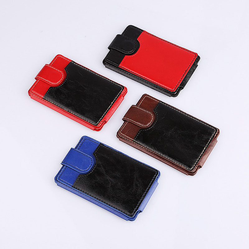 Mobile wallet card sticker holder card sleeve back adhesive crazy horse pattern leather card holder coin card bag mobile stand