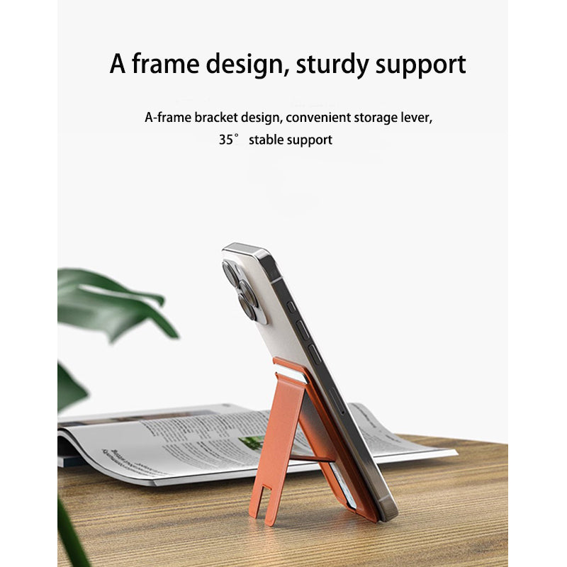 Suitable for iPhone magnetic suction stand card holder leather desktop phone magsafe back clip stand portable foldable.