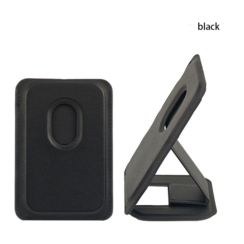 MagSafe magnetic leather card holder phone stand suitable for iPhone 16 with strong magnets and multifunctional features.