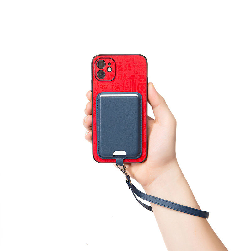 Suitable for MagSafe magnetic hanging strap card holder iPhone 16 Pro Max case cross-border strong card case magnetic strong.