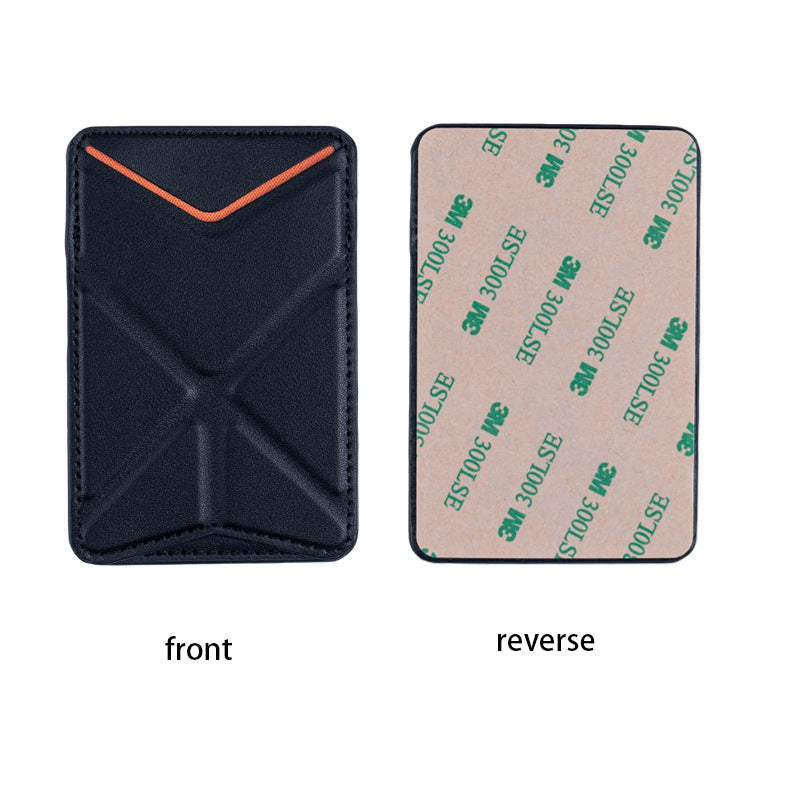 Phone back adhesive storage card holder, foldable leather case, stand card bag, back adhesive stand card insert, casual card holder card bag.