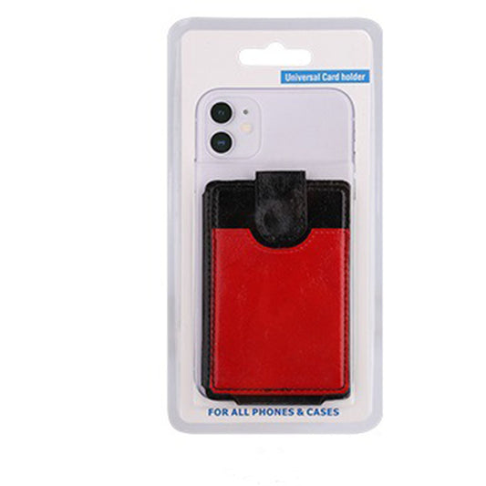 Mobile wallet card sticker holder card sleeve back adhesive crazy horse pattern leather card holder coin card bag mobile stand