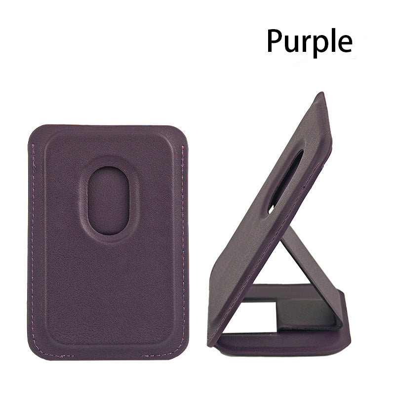 MagSafe magnetic leather card holder phone stand suitable for iPhone 16 with strong magnets and multifunctional features.