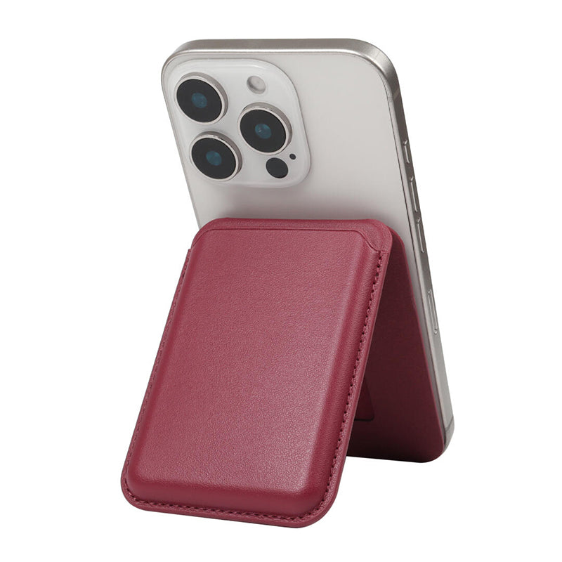 Magnetic leather card holder suitable for iPhone 16 phone card holder MagSafe magnetic card case wallet card pouch stand