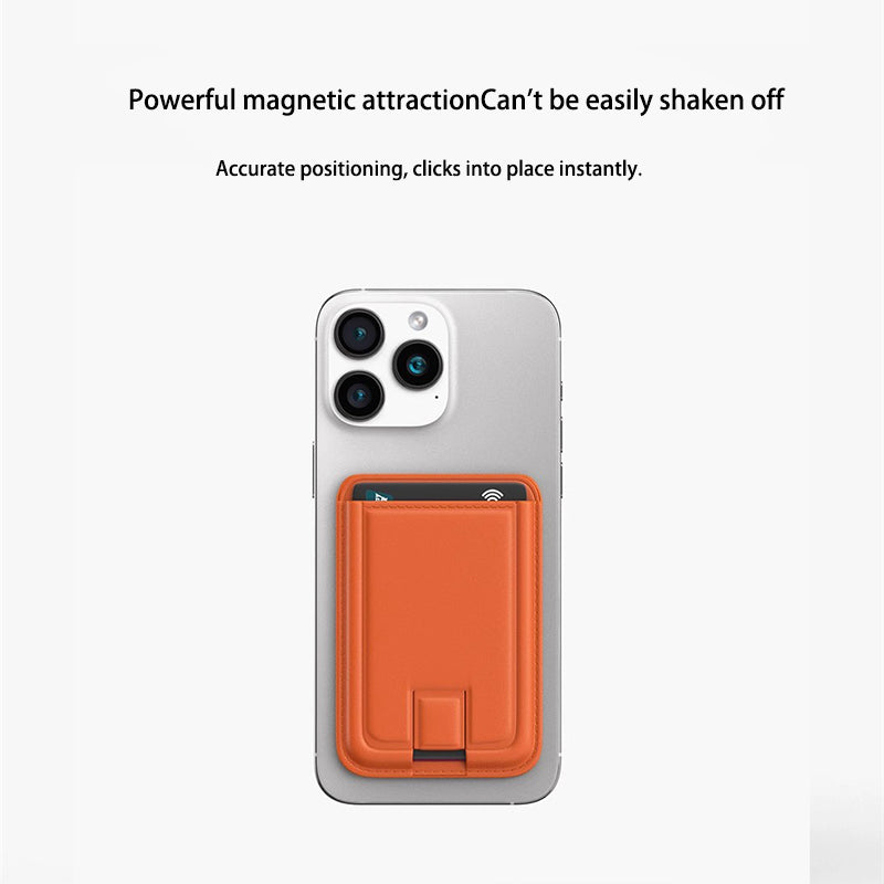 Suitable for iPhone magnetic suction stand card holder leather desktop phone magsafe back clip stand portable foldable.