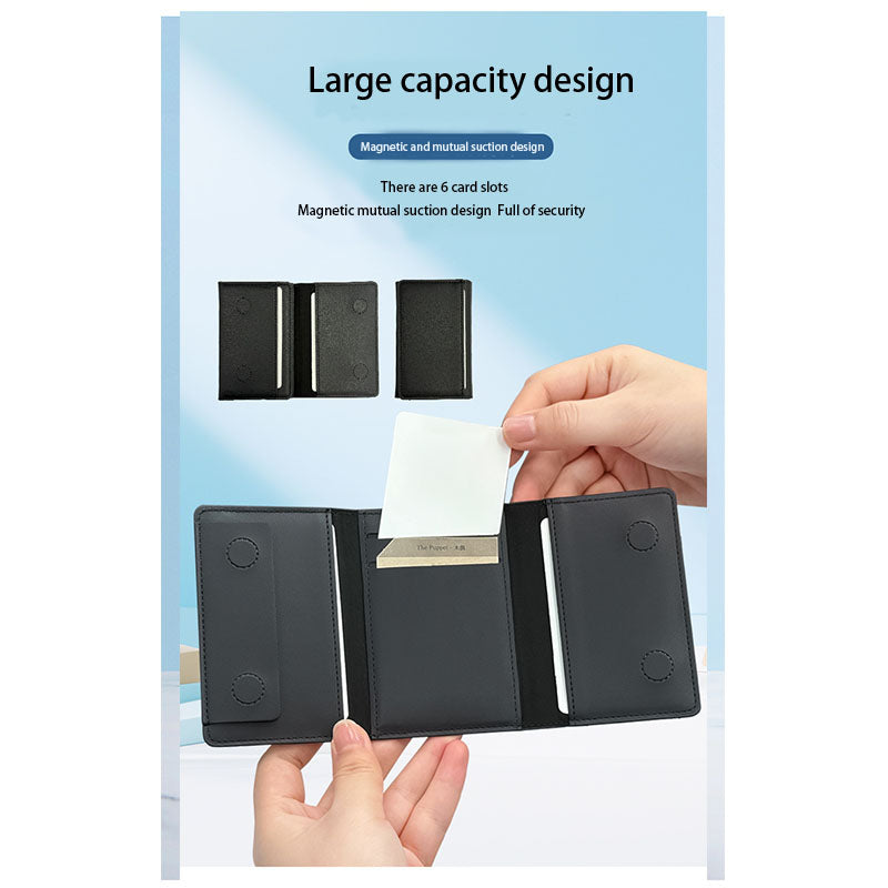 Four-fold magnetic card holder stand