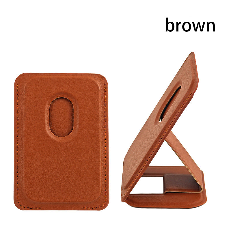 MagSafe magnetic leather card holder phone stand suitable for iPhone 16 with strong magnets and multifunctional features.